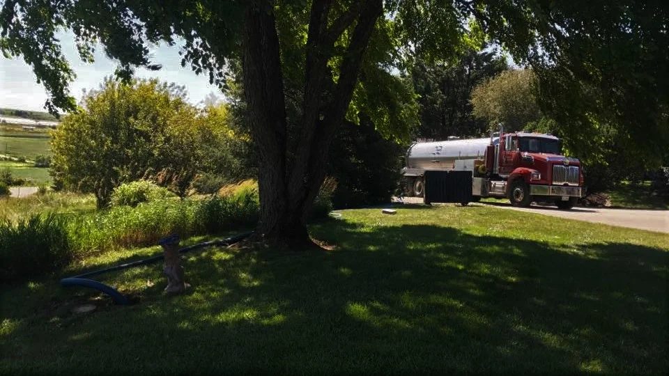 Omaha Pumping truck on a residential service call in the Nebraska countryside
